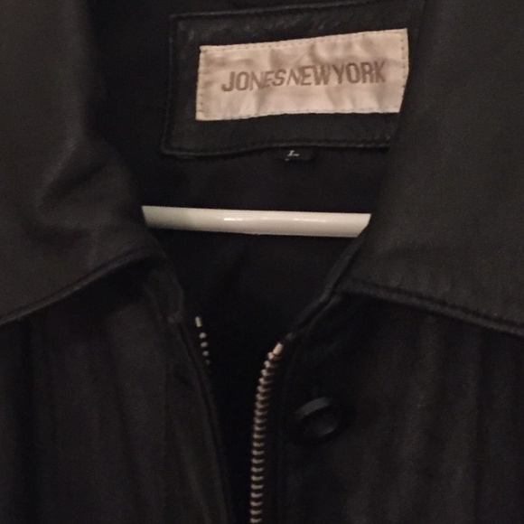 Women's Black Leather Jacket - Jones New York - Picture 1 of 3